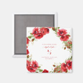 Elegance in Red Wedding Rettete unser Datum Magnet (Vorderseite/Rückseite)