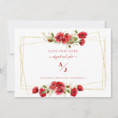 Elegance in Red Wedding Rettete unser Datum Save The Date (Vorderseite)
