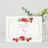 Elegance in Red Wedding Rettete unser Datum Save The Date (Stehend Vorderseite)