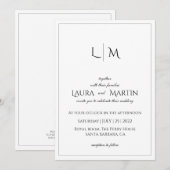 Elegance Klassischer Text und Monogramm Einladung (Vorne/Hinten)