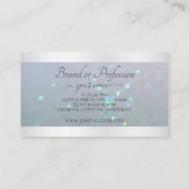 Elegance Light Blue Pearl Glitzer & Silver Borders Visitenkarte (Rückseite)