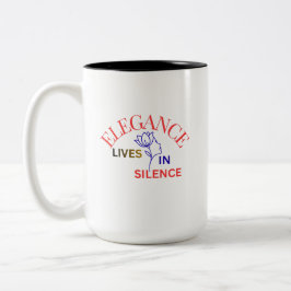 Elegance Lives in Silence Minimalist Typography Zweifarbige Tasse