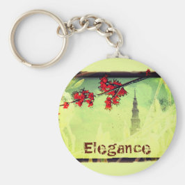 Elegance Mappel Blume und Tower Schlüsselanhänger