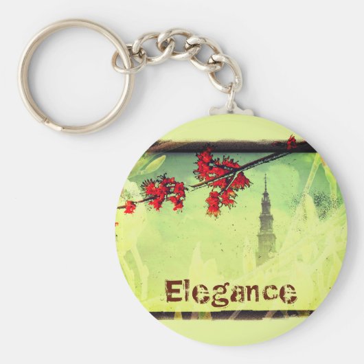 Elegance Mappel Blume und Tower Schlüsselanhänger (Vorne)