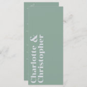 Elegance & Modern Flair Sage Green Wedding Menükarte (Vorne/Hinten)