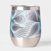 Elegance Modernes Blue Grau Weiß Fraktal Blume (Rechts)