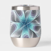 Elegance Modernes Blue Grau Weiß Fraktal Blume (Vorderseite)