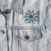 Elegance Modernes Blue Grau Weiß Fraktal Blume Button (Beispiel)