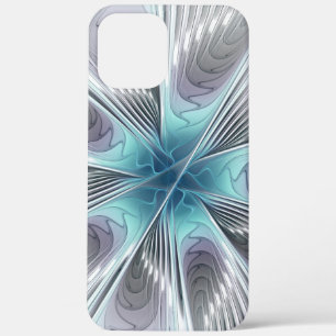 Elegance Modernes Blue Grau Weiß Fraktal Blume Case-Mate iPhone Hülle