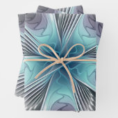 Elegance Modernes Blue Grau Weiß Fraktal Blume Geschenkpapier Set (Beispiel)