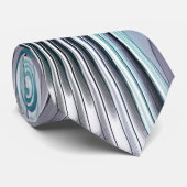 Elegance Modernes Blue Grau Weiß Fraktal Blume Krawatte (Gerollt)