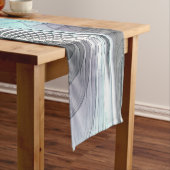 Elegance Modernes Blue Grau Weiß Fraktal Blume Kurzer Tischläufer (Beispiel)