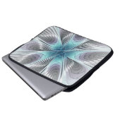 Elegance Modernes Blue Grau Weiß Fraktal Blume Laptopschutzhülle (Vorne Knopf)