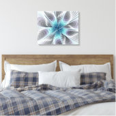 Elegance Modernes Blue Grau Weiß Fraktal Blume Leinwanddruck (Insitu (Schlafzimmer))
