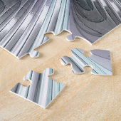 Elegance Modernes Blue Grau Weiß Fraktal Blume Puzzle (Seite)