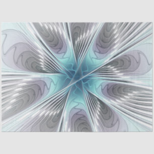 Elegance Modernes Blue Grau Weiß Fraktal Blume Seidenpapier