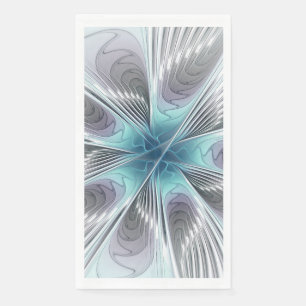 Elegance Modernes Blue Grau Weiß Fraktal Blume Serviette