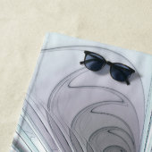 Elegance Modernes Blue Grau Weiß Fraktal Blume Strandtuch (Beispiel)