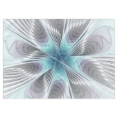 Elegance Modernes Blue Grau Weiß Fraktal Blume Tischdecke (Vorderseite (Horizontal))