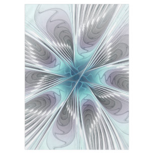 Elegance Modernes Blue Grau Weiß Fraktal Blume Tischdecke