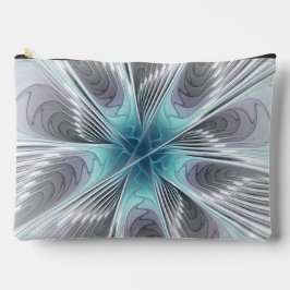 Elegance Modernes Blue Grau Weiß Fraktal Blume Zubehörtasche