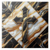 Elegance Monochrome Keramik Muster Gilded Touchs Fliese (Vorderseite)