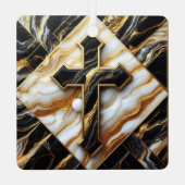 Elegance Monochrome Keramik Muster Gilded Touchs Ornament Aus Metall (Rückseite)