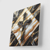 Elegance Monochrome Keramik Muster Gilded Touchs Quadratische Wanduhr (Winkel)