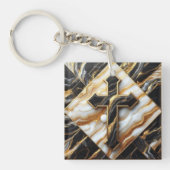 Elegance Monochrome Keramik Muster Gilded Touchs Schlüsselanhänger (Vorderseite)