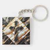 Elegance Monochrome Keramik Muster Gilded Touchs Schlüsselanhänger (Rückseite)