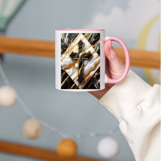 Elegance Monochrome Keramik Muster Gilded Touchs Tasse