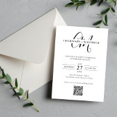 Elegance Monogram Foto Qr Code Wedding Einladung