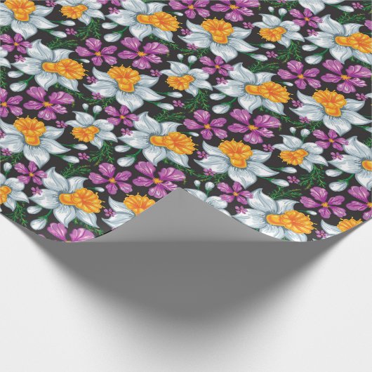 Elegance Muster mit Narzissen Blume 2 Geschenkpapier (Ecke)