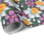 Elegance Muster mit Narzissen Blume 2 Geschenkpapier (Rolleneckpunkt)