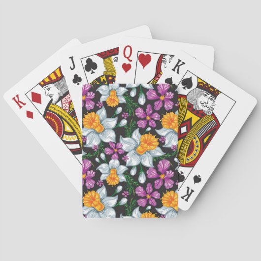 Elegance Muster mit Narzissen Blume 2 Spielkarten (Rückseite)