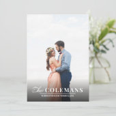 Elegance | Nautic Blue | Hochseitiges Foto Feiertagskarte (Stehend Vorderseite)