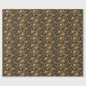 Elegance neu definiert: Schwarz und Gold Floral Fl Geschenkpapier (Flach)