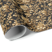 Elegance neu definiert: Schwarz und Gold Floral Fl Geschenkpapier (Rolleneckpunkt)