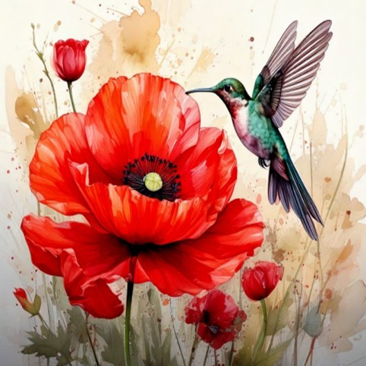 Elegance of Nature: Poppy and Hummingbird Harmony Baby Strampler