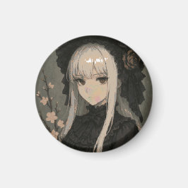 Elegance of the Midnight Blossom Maiden Magnet
