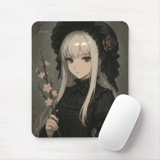 Elegance of the Midnight Blossom Maiden Mouse Pad Mousepad (Mit Mouse)