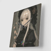 Elegance of the Midnight Blossom Maiden Premium Quadratische Wanduhr (Winkel)