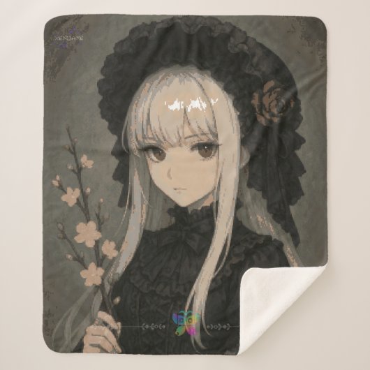 Elegance of the Midnight Blossom Maiden Premium Sherpadecke (Vorderseite)