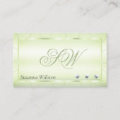Elegance Pastel Green mit Diamonds und Monogram Visitenkarte (Vorderseite)