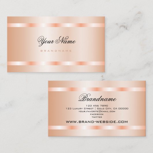 Elegance Pastel Rose Luxuriös schimmernd blau Visitenkarte (Vorne/Hinten)