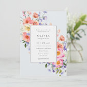 Elegance Pink Boho Floral Brautparty Einladung (Stehend Vorderseite)