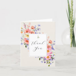 Elegance Pink Boho Floral Vielen Dank Dankeskarte