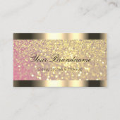 Elegance Pink Glitzer Gold Border Foto QR Code Visitenkarte (Vorderseite)