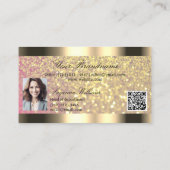 Elegance Pink Gold Glitzer Logo Foto und QR Code Visitenkarte (Rückseite)