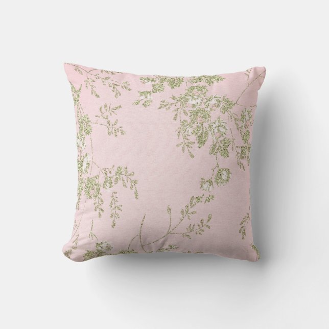 ELEGANCE PINK GREEN FLORAL CUSHY KISSEN (Vorderseite)